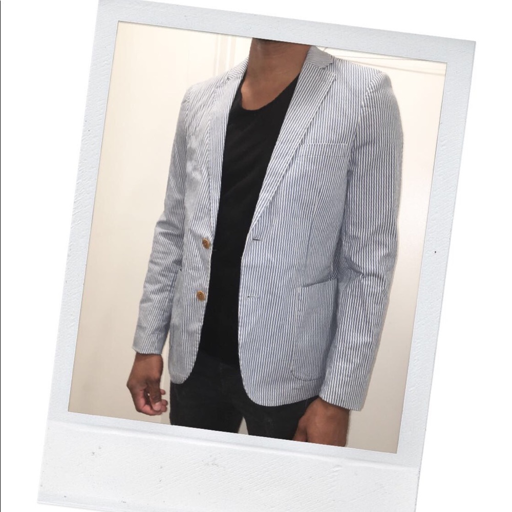 Scotch & Soda Striped Blue White Cotton Blazer